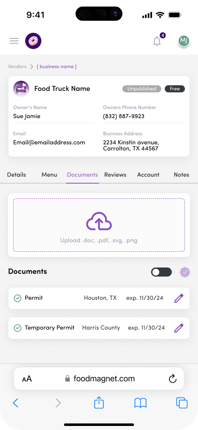 Documents upload empty state