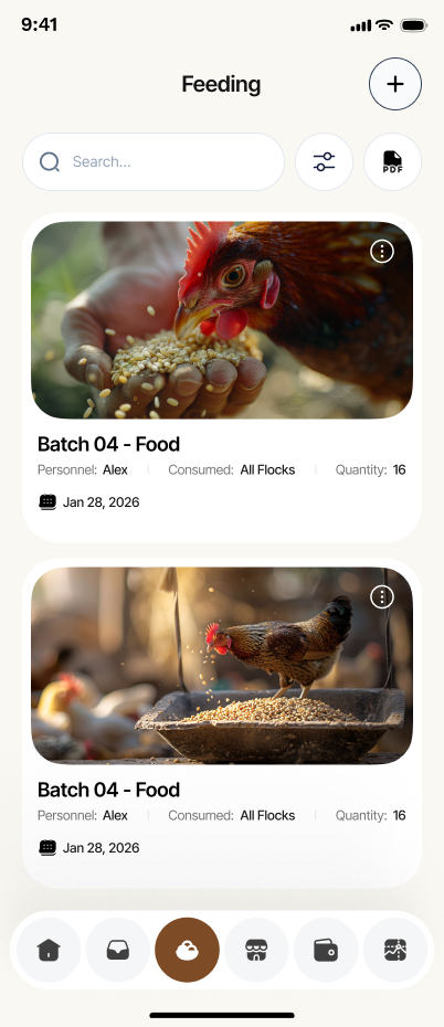 Feeding log screen