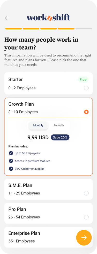 Work schedule preferences